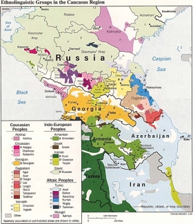 Ethnolinguistic map of the Caucasus